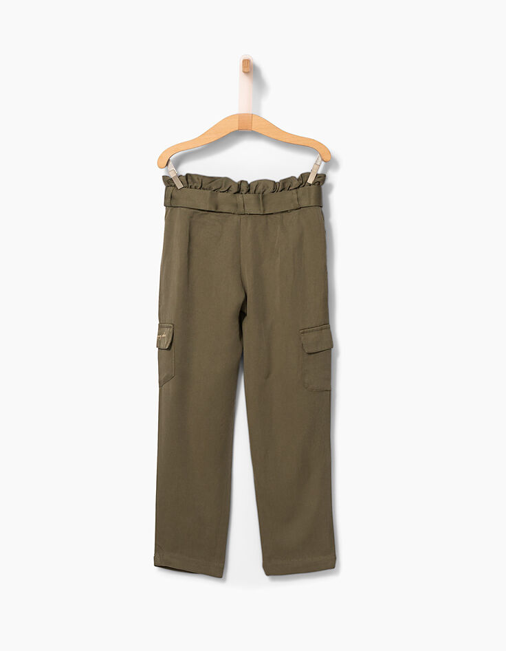 Pantal&oacute;n paperbag caqui estilo cargo ni&ntilde;a-3