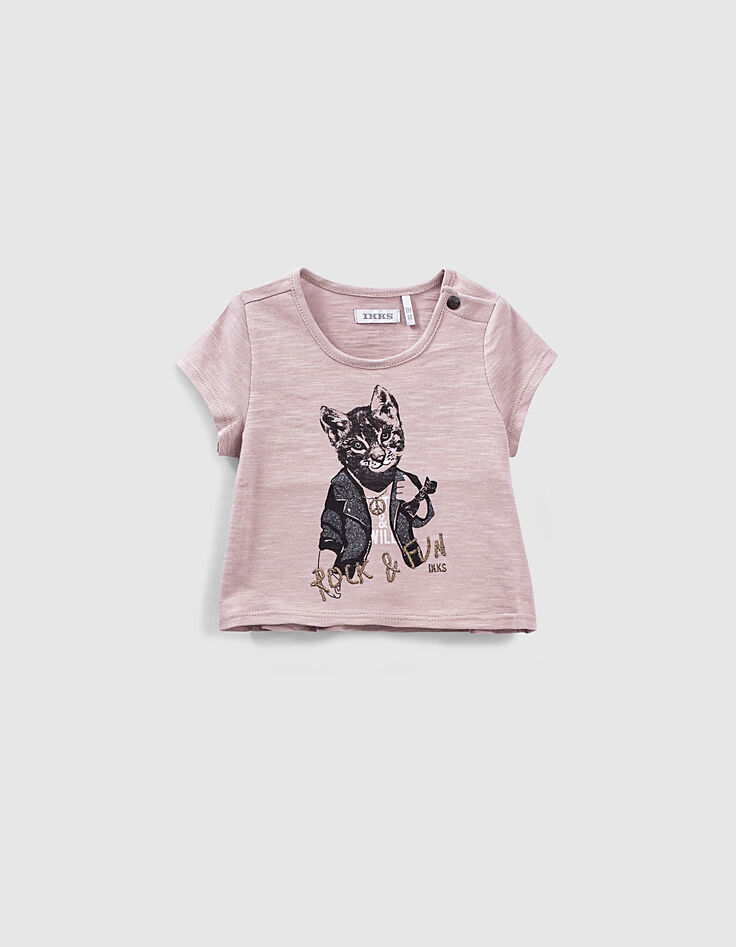 Lichtpaars T-shirt bio met glitter-lynx babymeisjes-1 Lichtpaars T-shirt bio met glitter-lynx babymeisjes-1