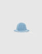 Omkeerbare hoed wit en blauw geborduurd babymeisjes-1