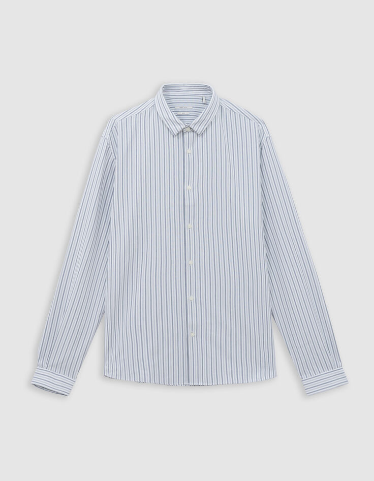 Chemise REGULAR blanche rayures marine SEAWOOL&reg; Homme-5