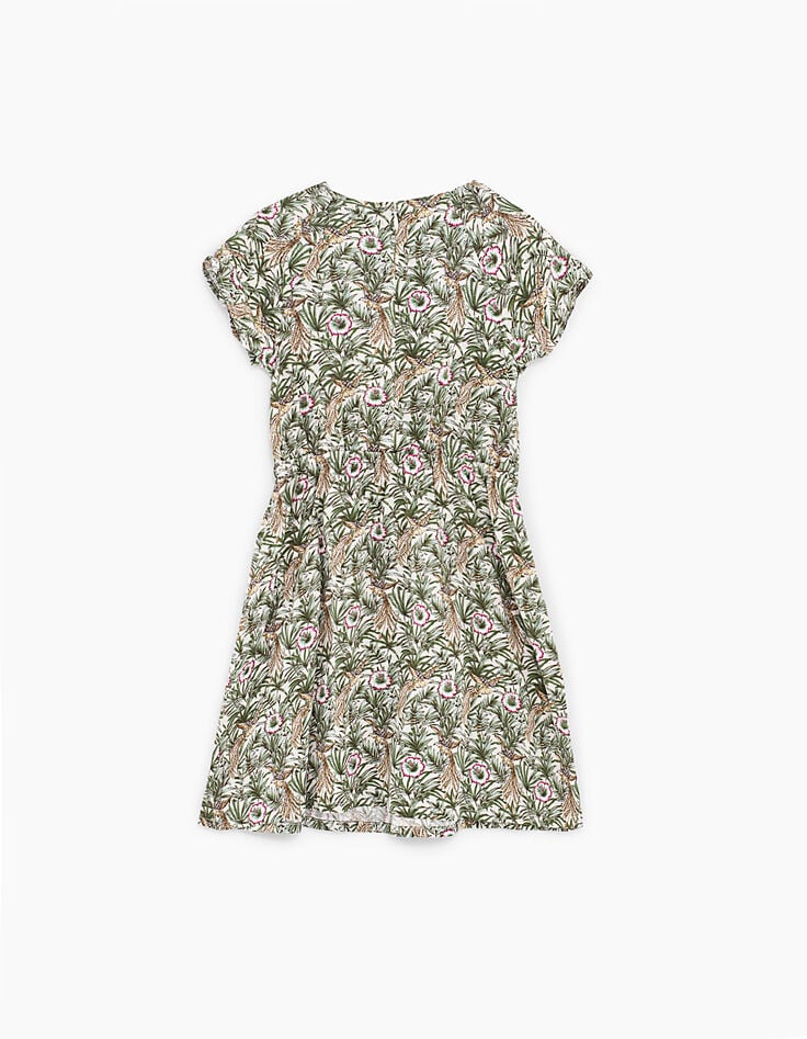 Robe écrue imprimé jungle fille-2 Robe écrue imprimé jungle fille-2