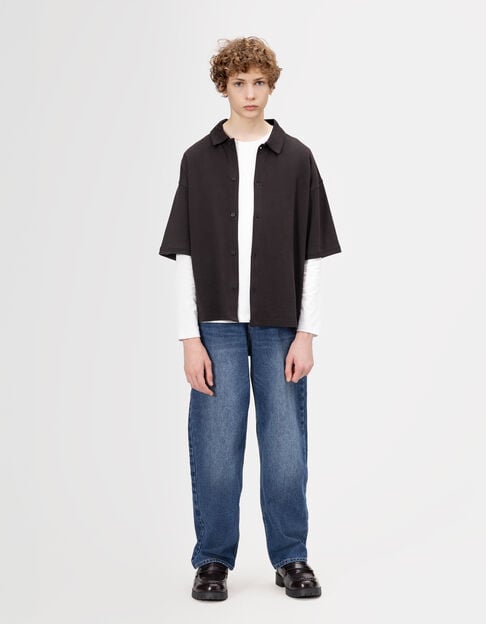 Boys’ black knit short-sleeved shirt - IKKS