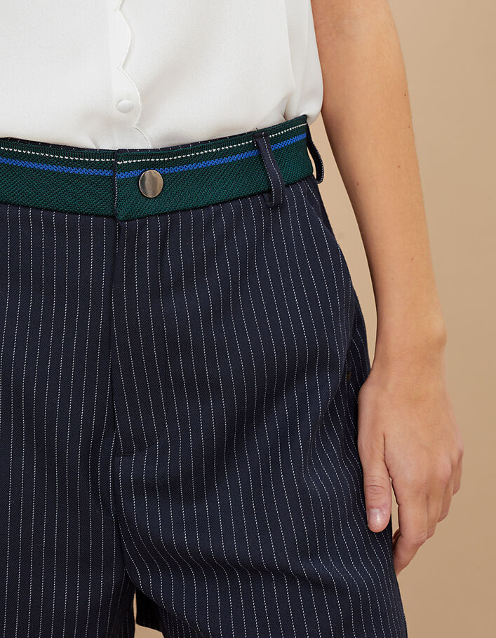 I.Code navy pinstripe shorts with ribbed waistband - I.CODE