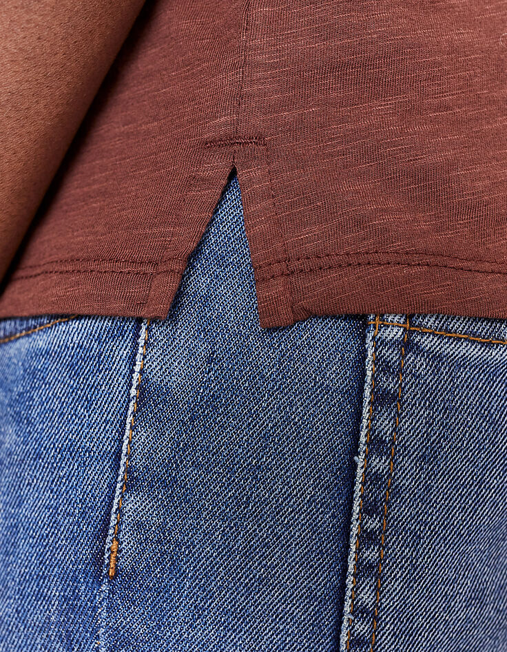 Polo terracota algodón slub Hombre-4