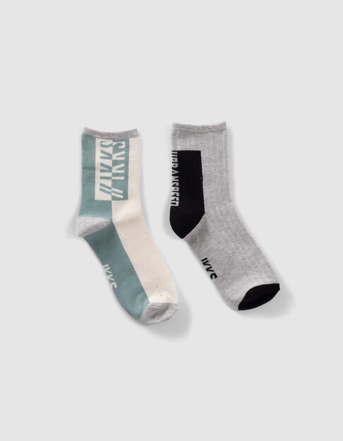 Boys’ green/grey socks