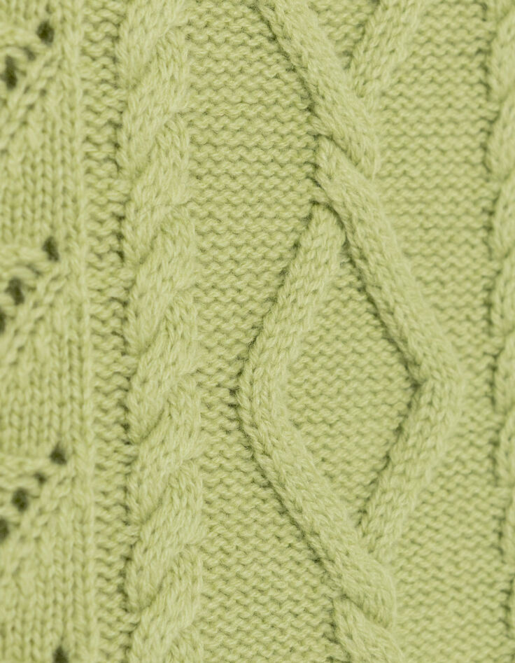 Jersey de mujer de lana merino trenzada con cuello redondo-4