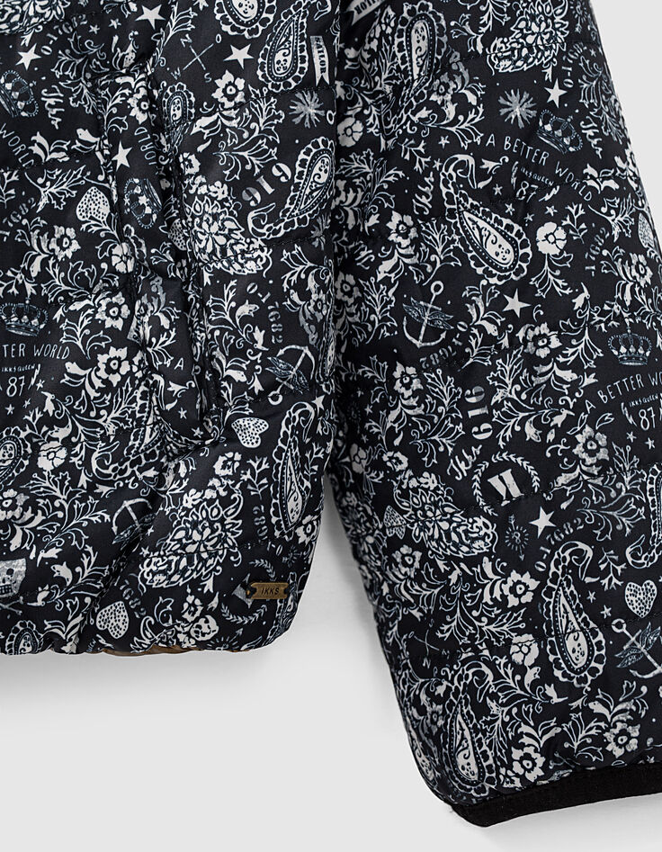 Girls&rsquo; navy tattoo print and gold reversible padded jacket-3