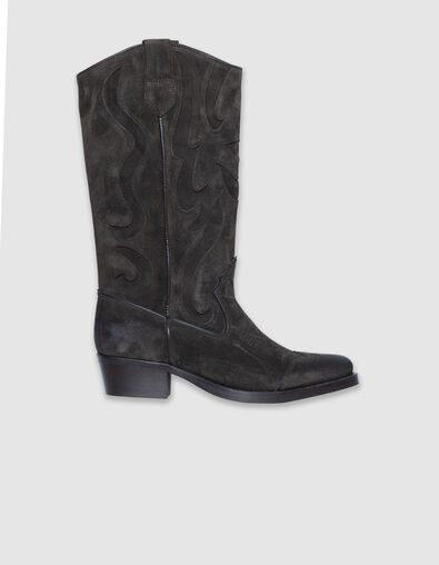 Women's brown suede santiag boots - IKKS