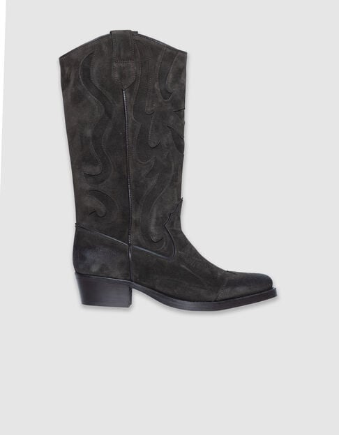 Women's brown suede santiag boots - IKKS