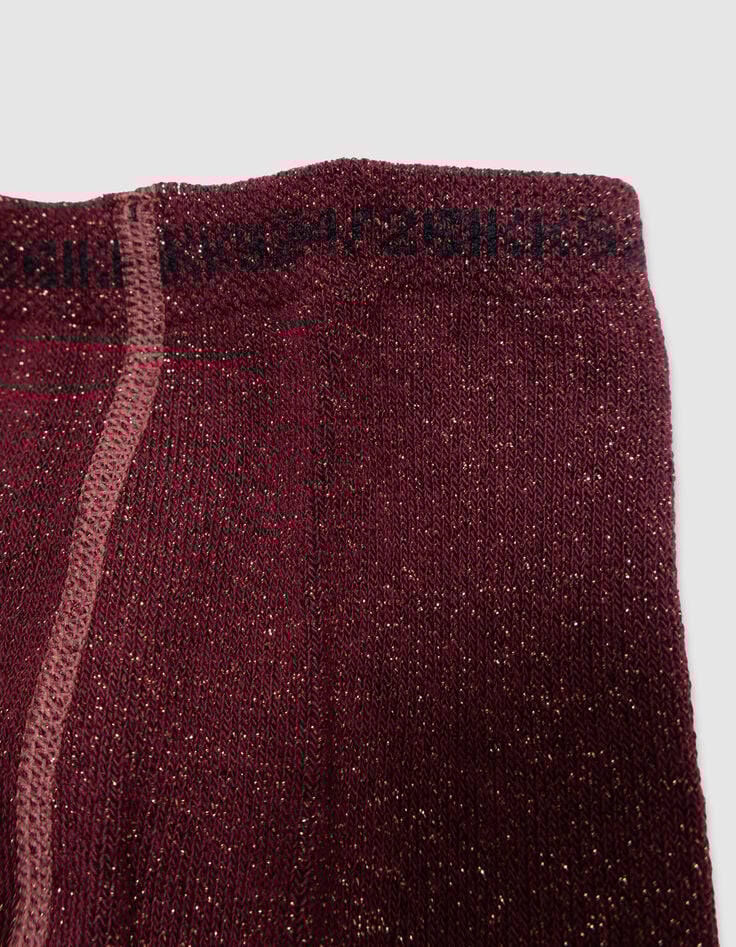 Bordeauxrote Mädchenstrumpfhose mit Kupferglitzer-3 Bordeauxrote Mädchenstrumpfhose mit Kupferglitzer-3