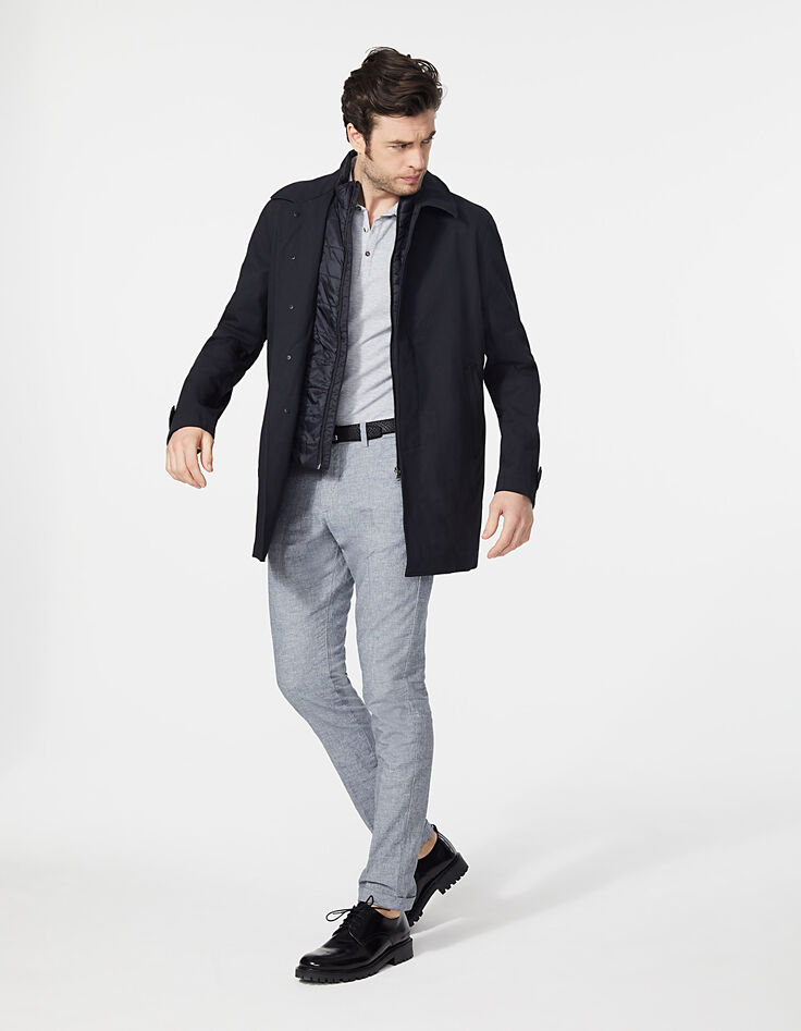 Marineblauwe trenchcoat met afneembaar beleg Heren-6