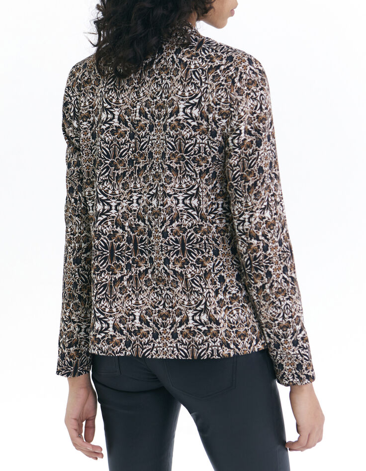 Women’s brown arabesque print suit jacket-3 Women’s brown arabesque print suit jacket-3