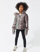 Anorak champán largo medio piel con guantes niña-1