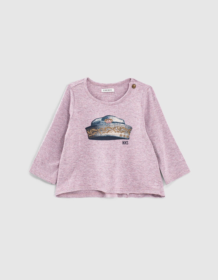 Lila Babymädchenshirt mit gestickter Matrosenmütze-1