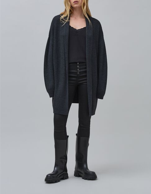 Intarsia gebreid antraciet vest voor dames - IKKS