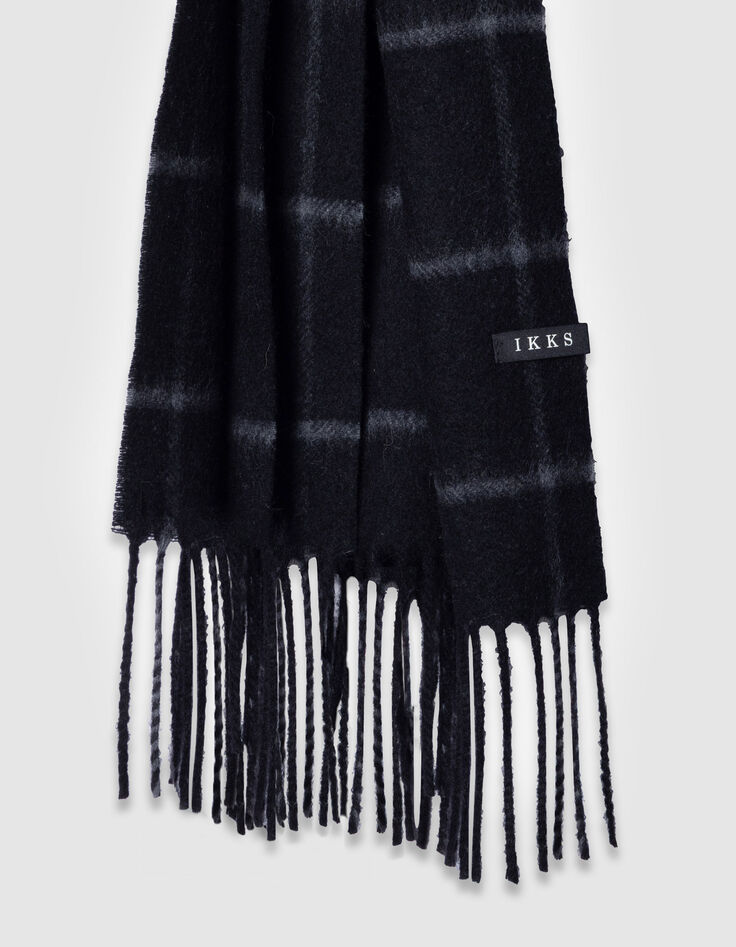 Bufanda negra con estampado de cuadros Hombre-4