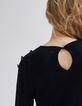 Women’s black sweater dress with diamante buttons-4