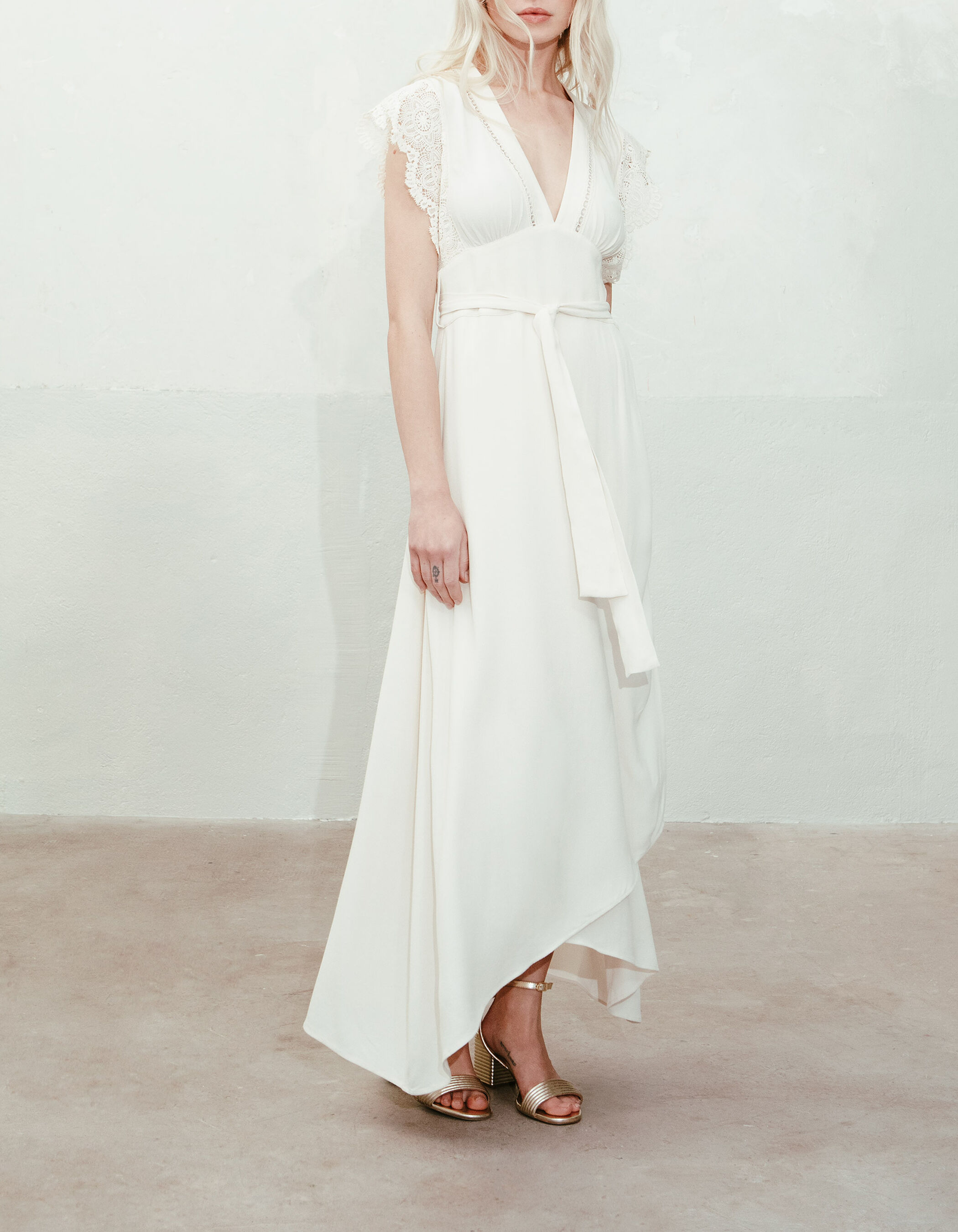 Robe calcaire LENZING ECOVERO dentelle guipure Femme IKKS