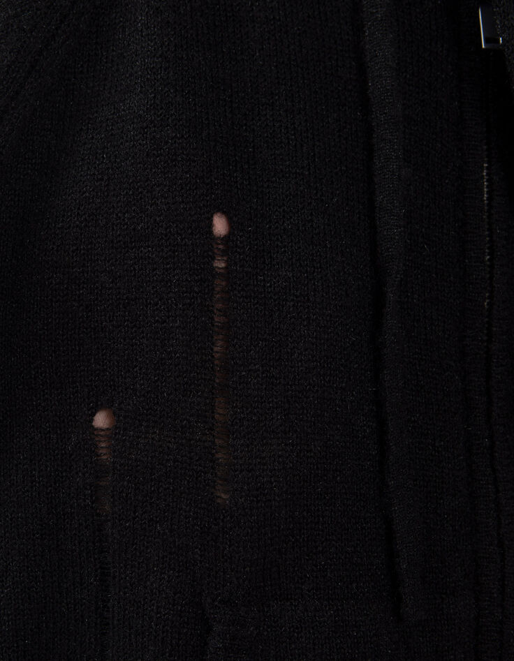 Pure Edition-cardigan zippé noir tricot Femme-8
