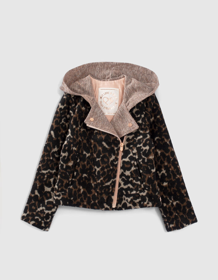 Chaqueta motera rosa cobrizo bimaterial niña-3