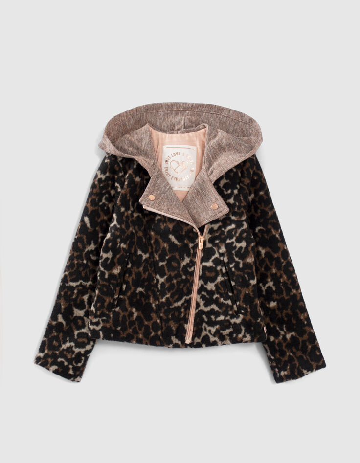 Chaqueta motera rosa cobrizo bimaterial niña-1