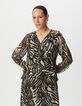 Lange zwarte jurk zebraprint Dames-3