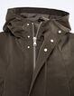 Men’s khaki satin nylon hooded long parka-3