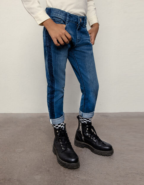 Medium blue straight jeans lijnen opzij jongens 