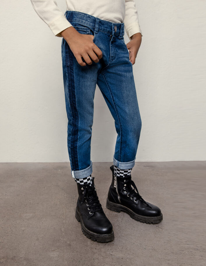 Medium blue straight jeans lijnen opzij jongens -1