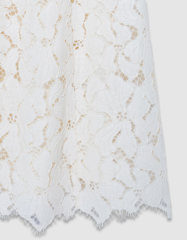 Witte kant lange strapless jurk Dames-9