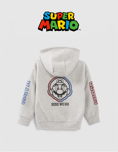 Cárdigan SUPER MARIO™ gris motivo Mario espalda niño