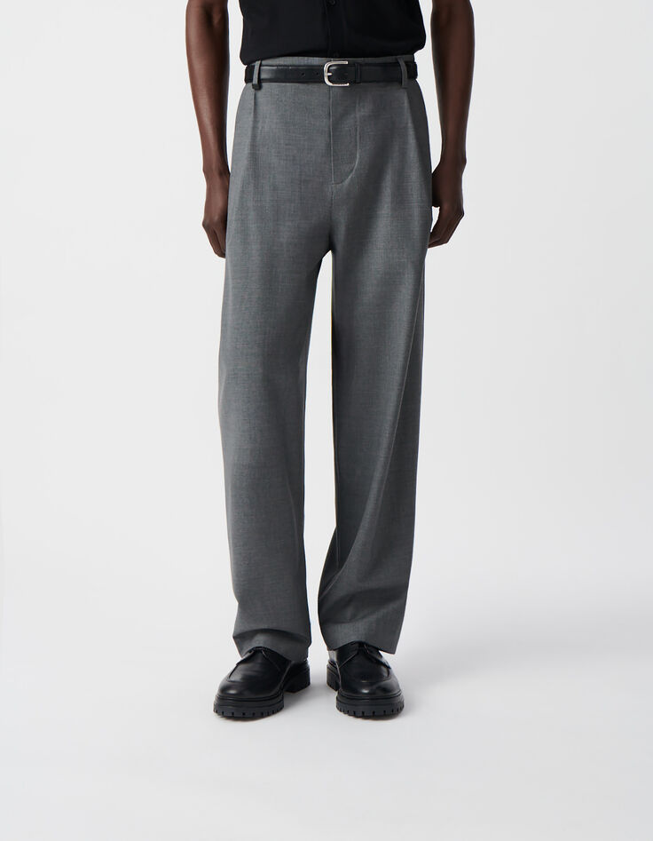 Pantalon de costume large gris faux-uni Homme-5