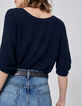 Pull marine tricot boutons dos réversible devant/dos femme-3