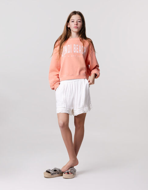 Short écru détails dentelle esprit bohème fille - IKKS