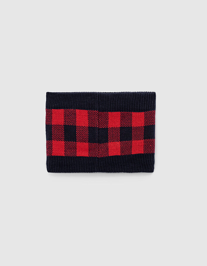 Baby boys’ mid-red check snood  - IKKS