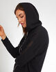 Zwart vest met rits, capuchon en geborduurde mouwen I.Code-1