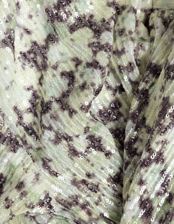 Chemise verte motif camouflage broderies sequins Femme-9