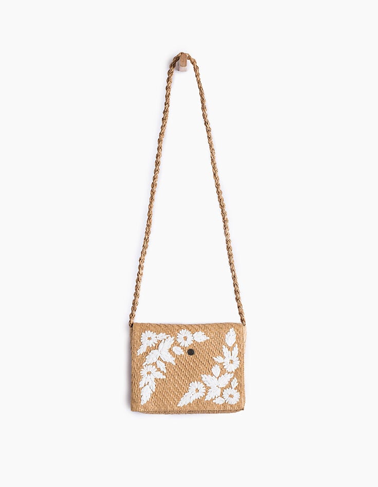 Sac pochette jaune claire façon paille fille-1