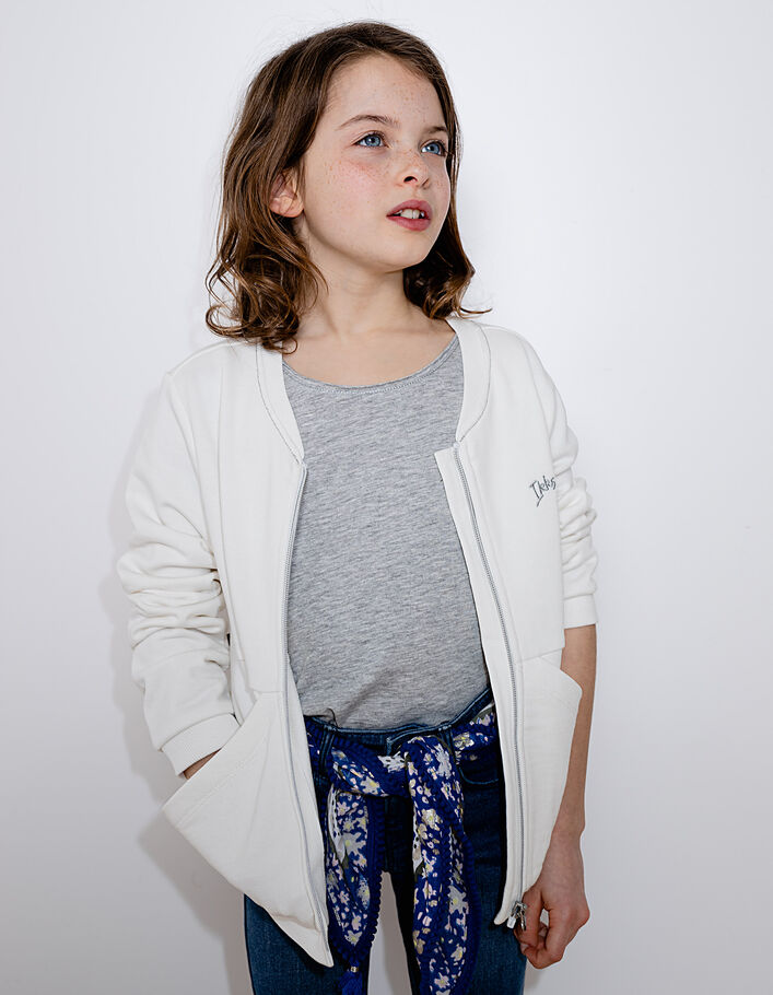 Cardigan blanc cassé Essentiel molleton bio fille