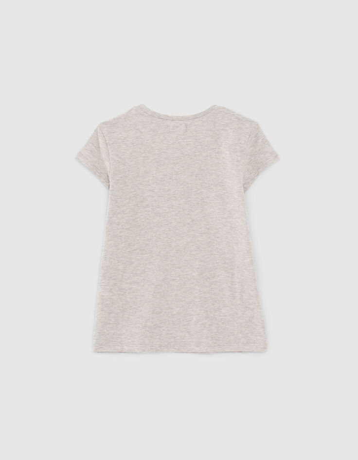 Graues M&auml;dchen-T-Shirt mit Hase mit Telefon-2