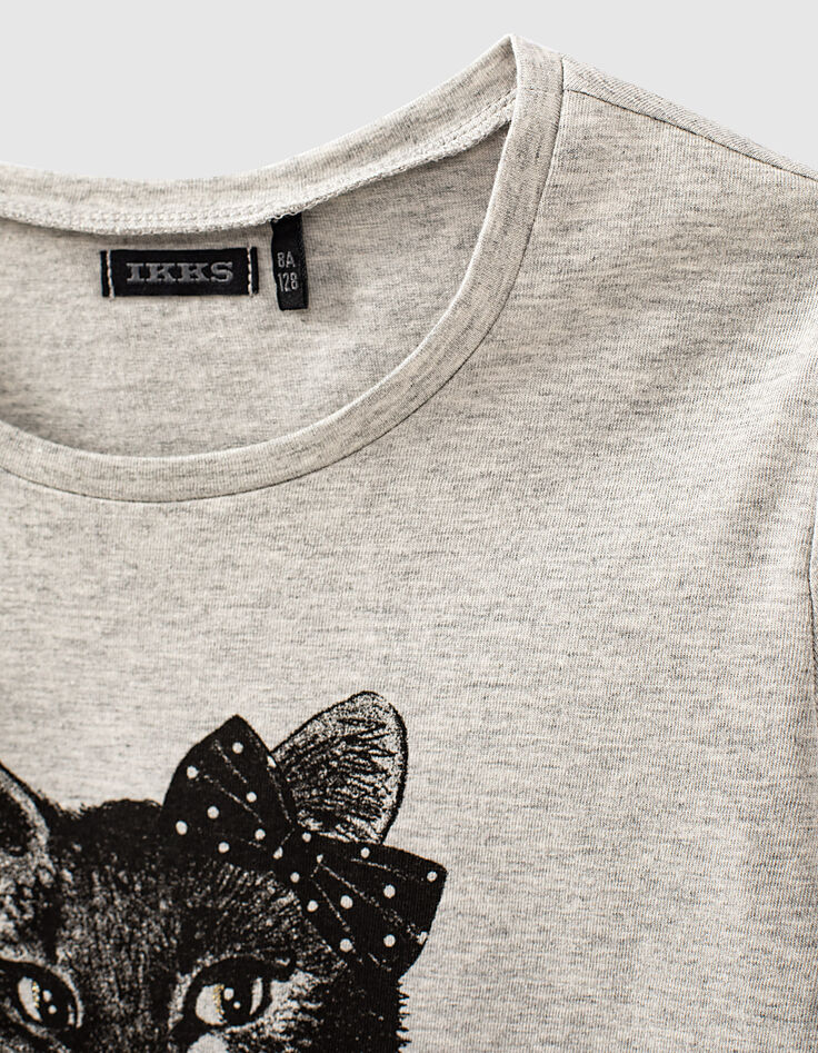 Tee-shirt gris visuel chat-photographe fille-5