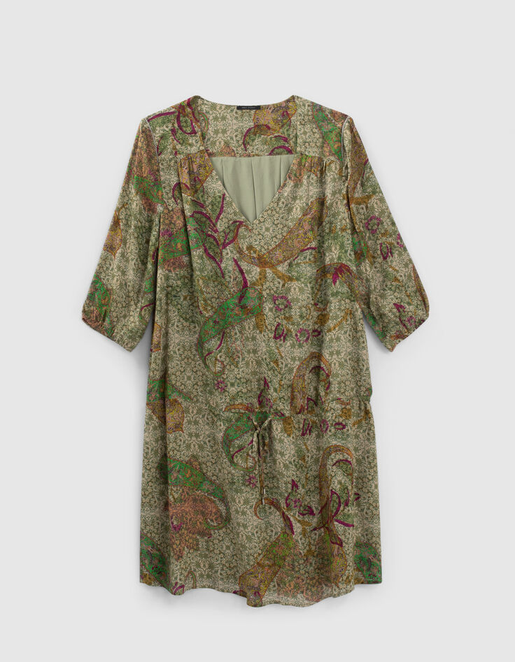Cremeweißes Damenkleid mit Paisley-Print-6