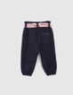 Marineblaue Jogginghose mit Halstuchgürtel für Babymädchen-2