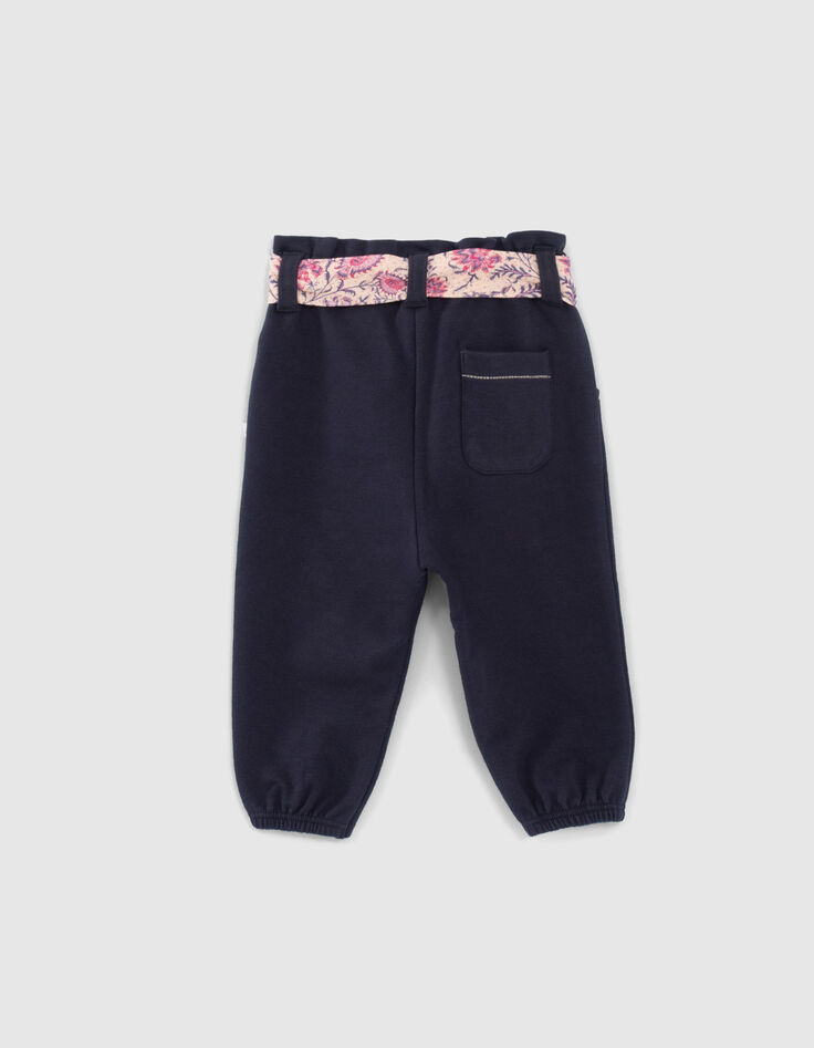 Marineblaue Jogginghose mit Halstuchgürtel für Babymädchen-2 Marineblaue Jogginghose mit Halstuchgürtel für Babymädchen-2