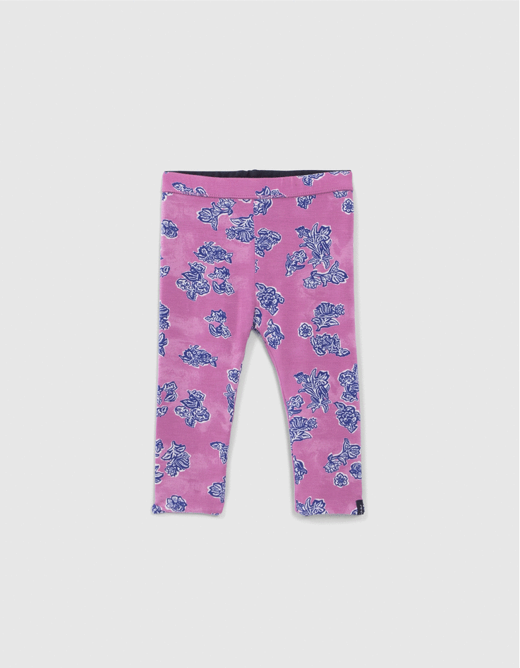 Baby girls' Indian floral/navy reversible leggings-1