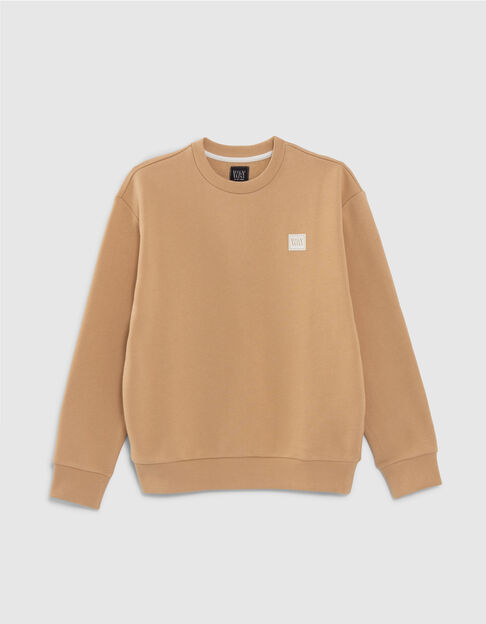 Boys’ beige sweatshirt with embossed slogan on back - IKKS
