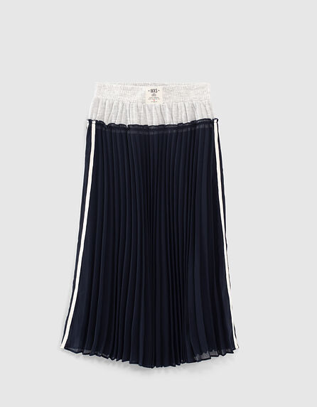Girls’ navy pleated long skirt