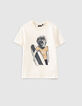 Camiseta cruda visual león surfista niño -2