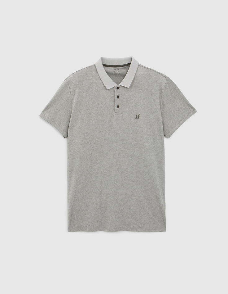Polo caqui jaspeado bimaterial hombre-6