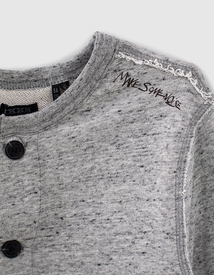 Grijs jeansvest met kap jongens -4